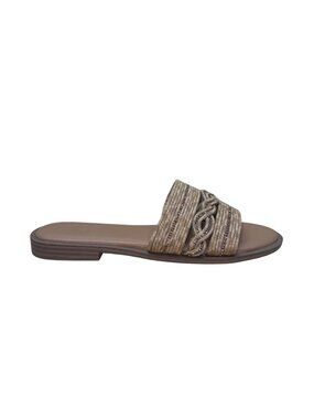 Bks Women’s Brown Braided Embellished Strap Slide Benda Casual Sandals Size 7